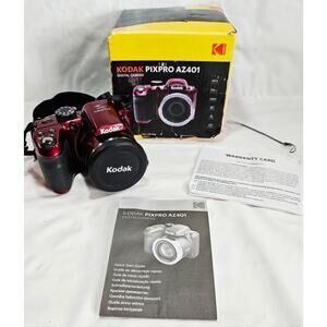 KODAK PIXPRO AZ401 Digital Camera 16MP 40X Zoom 24mm Wide Angle 2GB Mem Card Red